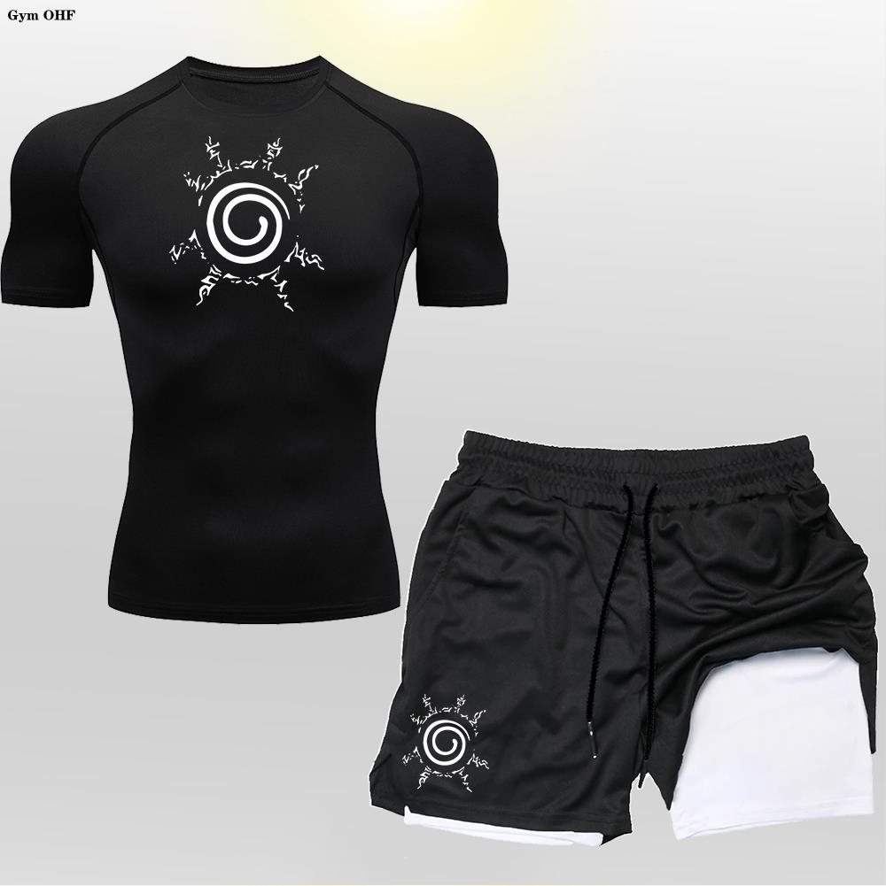 Streetwear Brand Clothing - Anime Koszulka kompresyjna Mężczyźni 2 w